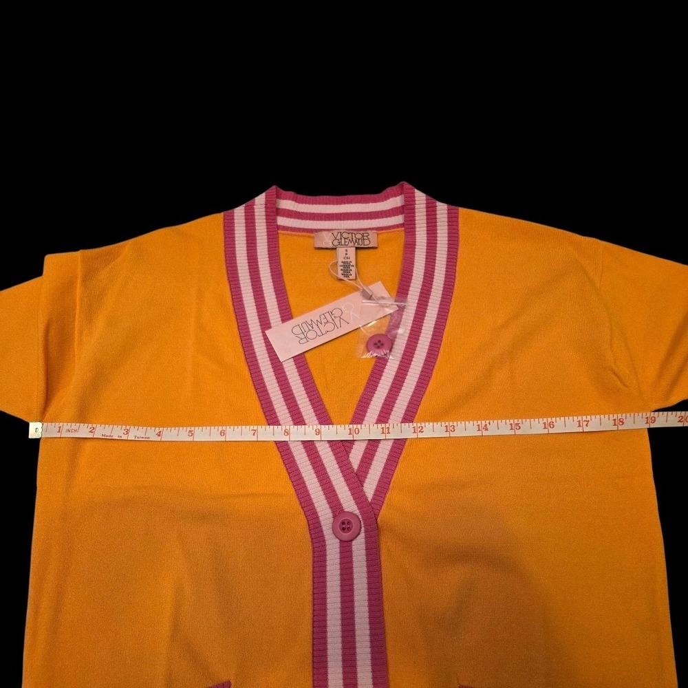 NWT Victor Glemaud Orange‎ Pink Cardigan Size S - Picture 4 of 5